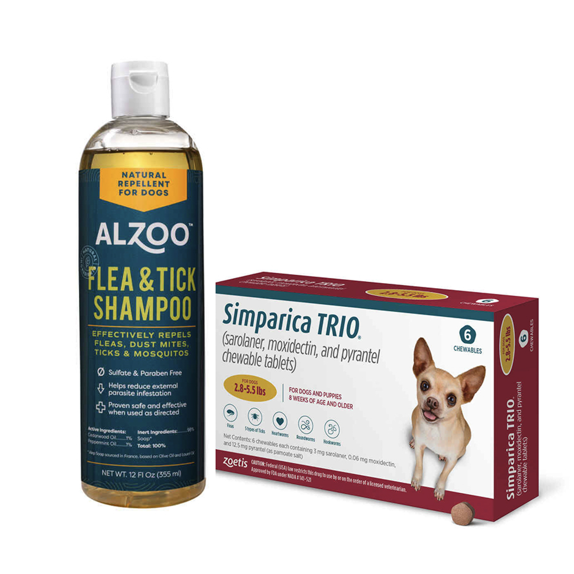 Bundle: Simparica Trio + Alzoo - Total Defense Ultimate Parasite Protection Bundle for Dogs-product-tile